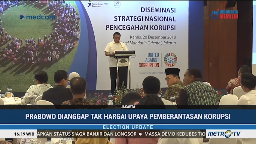 Prabowo Dinilai Tak Hargai Upaya Pemerintah Memberantas Korupsi