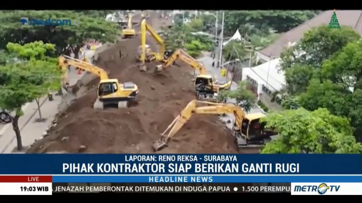 16 Alat Berat Dikerahkan dalam Pemulihan Jalan Gubeng