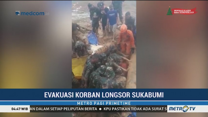 Situasi Evakuasi Korban Longsor Sukabumi