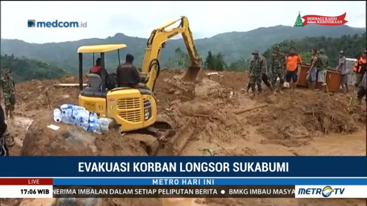 Proses Evakuasi Korban Longsor Cisolok Terus Dilakukan