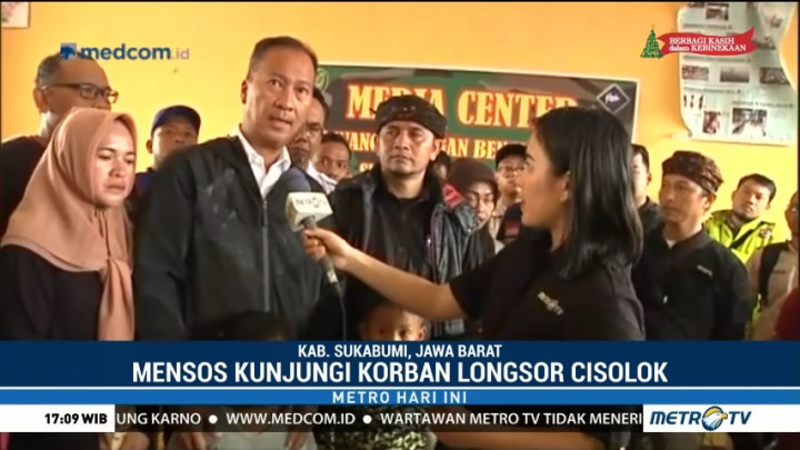 Mensos Kunjungi Korban Longsor Cisolok