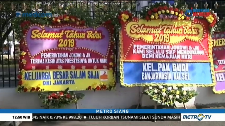 Karangan Bunga untuk Jokowi-JK Berjejer di Istana