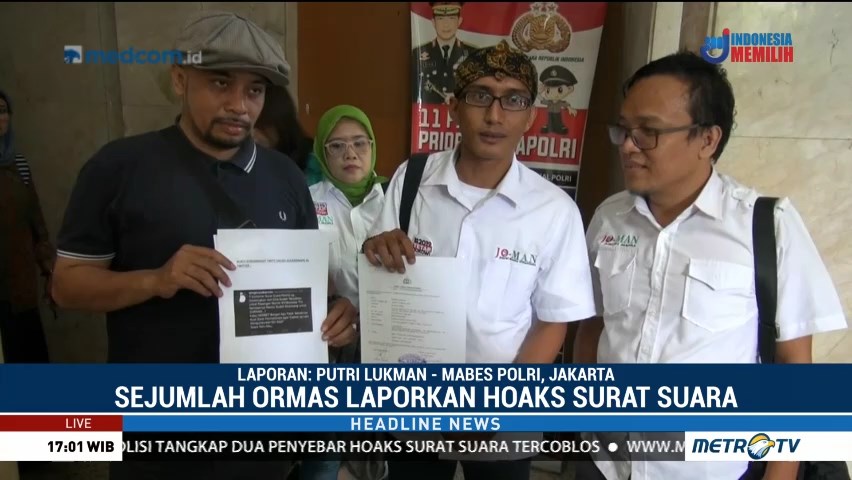 Sejumlah Ormas Laporkan Hoaks Surat Suara ke Bareskrim