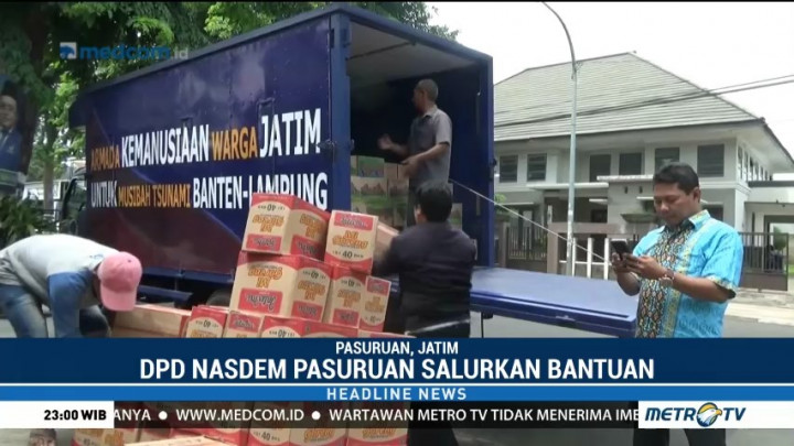 DPD NasDem Pasuruan Salurkan Bantuan untuk Korban Tsunami Selat Sunda