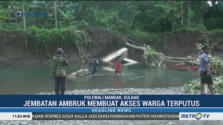 Jembatan Ambruk, Akses Warga Polewali Mandar Terputus