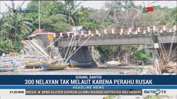 Perahu Ratusan Nelayan di Serang Rusak Akibat Tsunami