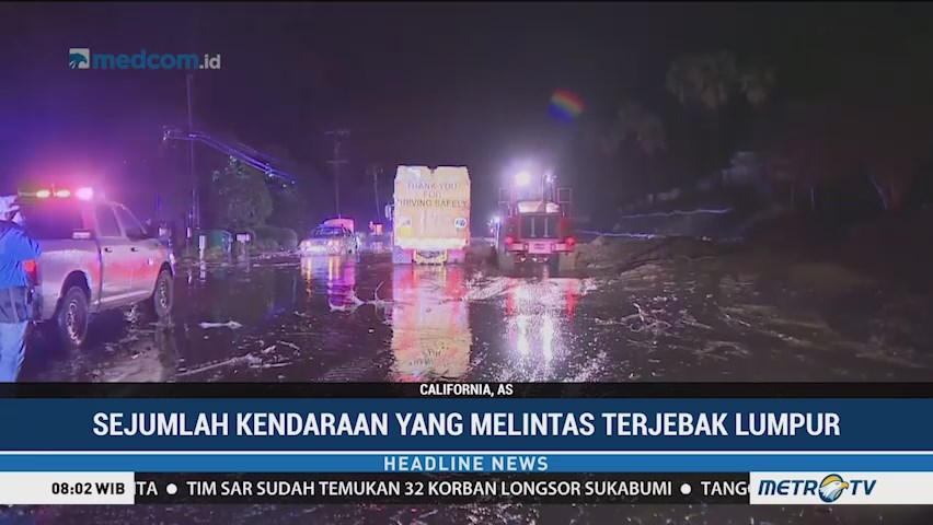 Hujan Deras Sebabkan Longsor di California