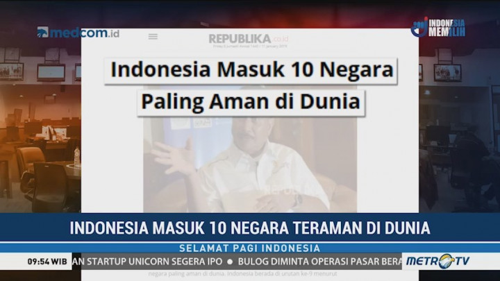 Indonesia Masuk 10 Negara Teraman di Dunia