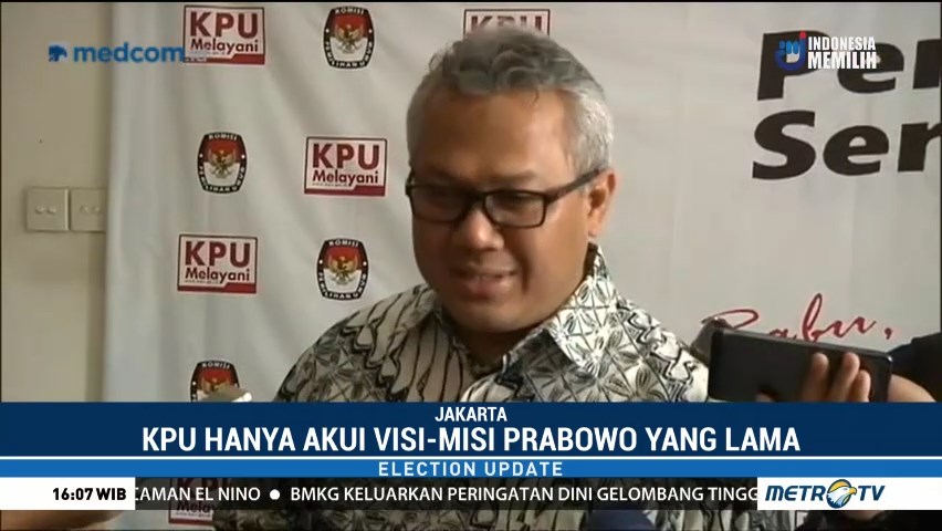 KPU Tolak Perubahan Visi Misi Prabowo-Sandi
