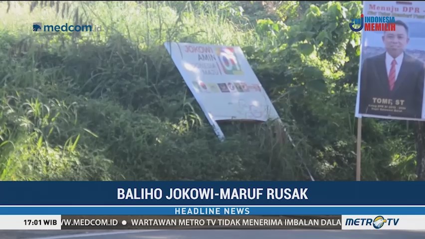 Baliho Jokowi-Ma'ruf di Mamuju Dirusak Orang Tak Dikenal
