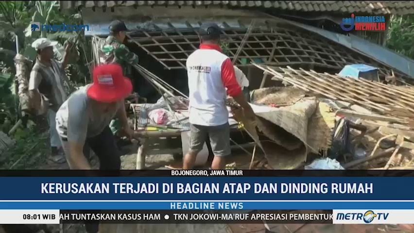 Hujan Deras dan Angin Kencang, Puluhan Rumah di Bojononegoro Rusak