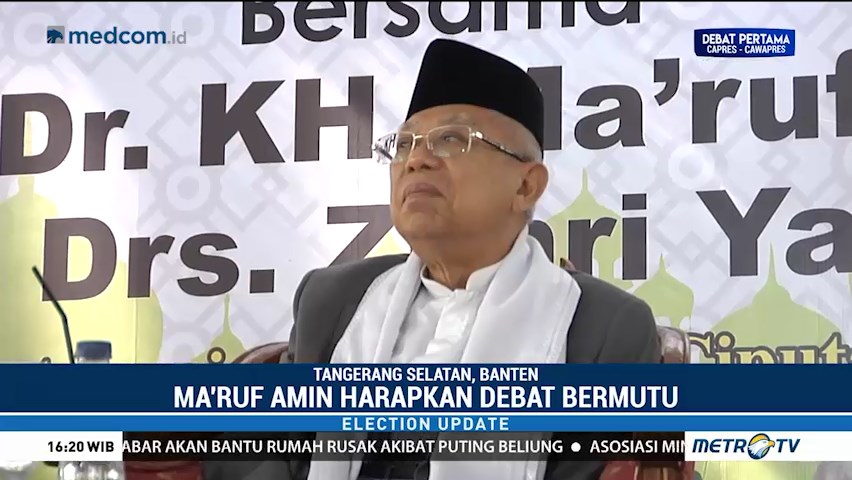 Maruf Amin Siap Adu Gagasan di Debat Pertama
