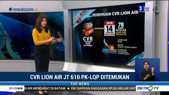 Kronologi Penemuan CVR Lion Air JT610 PK-LQP