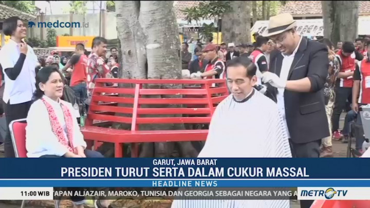 Presiden Jokowi Turut Serta Cukur Massal di Garut