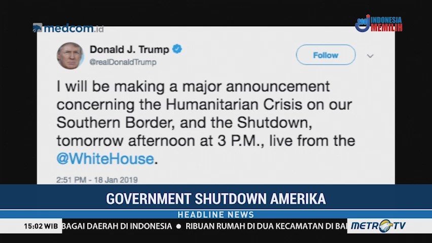 Trump akan Buat Pengumuman Besar Terkait <i>Government Shutdown</i>