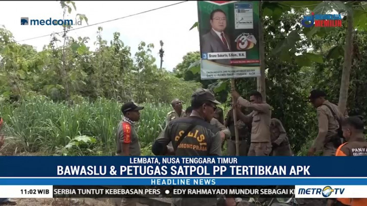 Bawaslu dan Satpol PP Lembata Tertibkan APK Ilegal