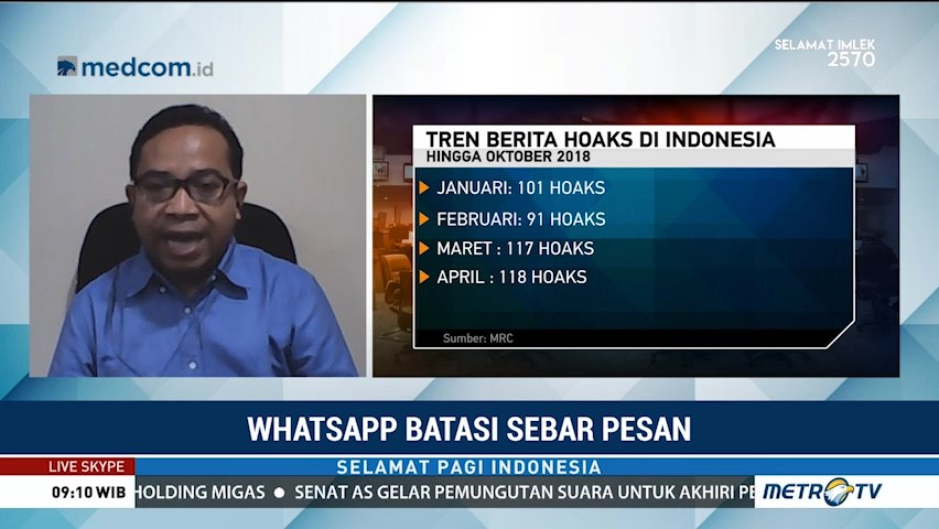 Cegah Hoaks, WhatsApp Batasi Fitur Pesan Terusan