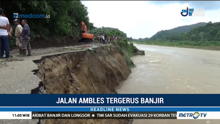 Sungai Wae Pesi Meluap, Jalan Negara Ruteng-Reo di NTT Terputus