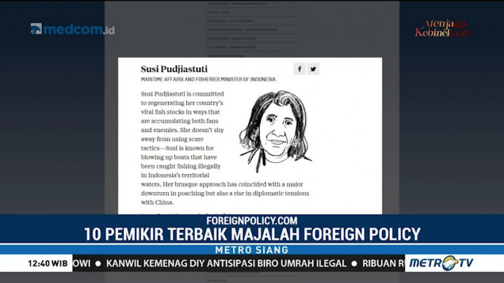 Susi Pudjiastuti Masuk Daftar 10 Besar Pemikir Terbaik Dunia