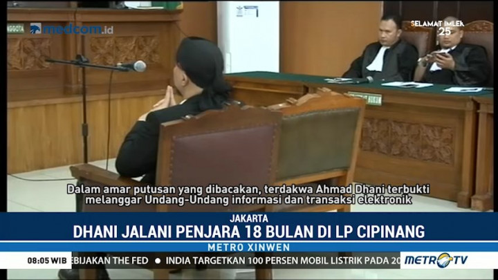 Ahmad Dhani Divonis 18 Bulan Penjara