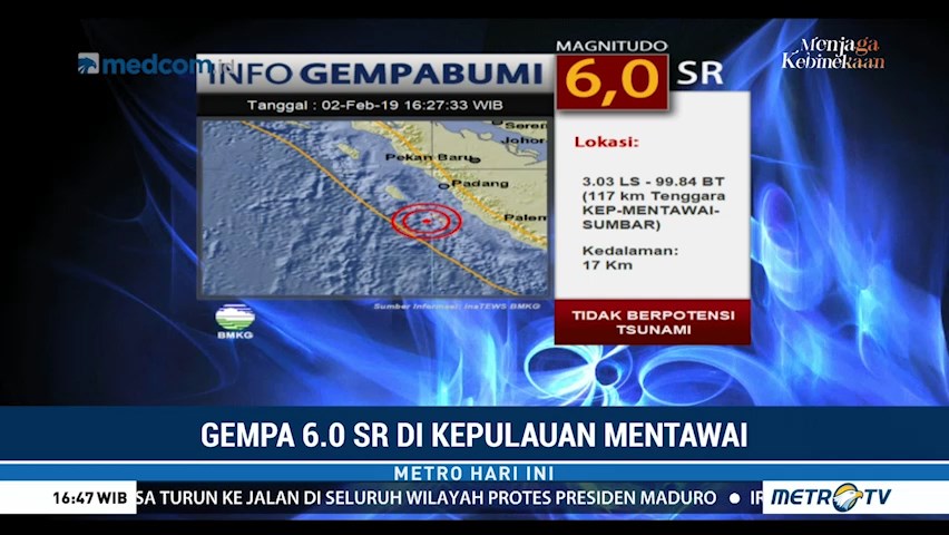 Gempa 6 SR Guncang Kepulauan Mentawai