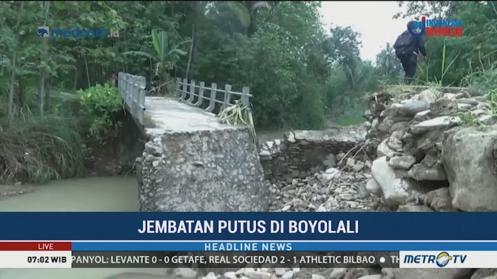 Jembatan di Boyolali Putus Diterjang Banjir Besar