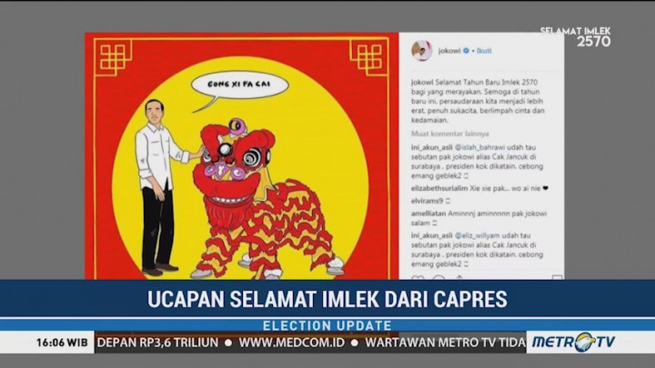 Ucapan Selamat Imlek dari Jokowi dan Prabowo