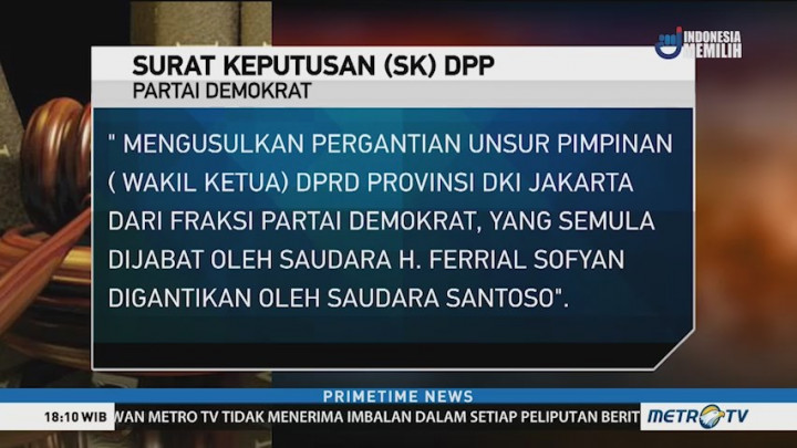SBY Copot Ferrial Sofyan sebagai Wakil Ketua DPRD DKI Jakarta