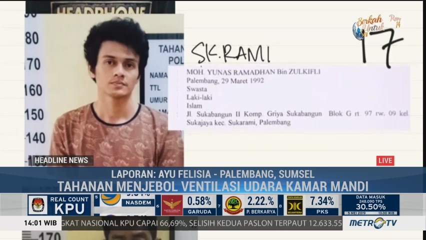 30 Tahanan Narkoba Polresta Palembang Kabur