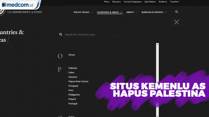 Kemenlu AS Hapus Palestina dari Situs Resmi