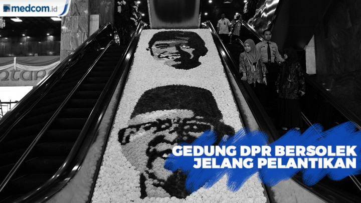 Susunan Bunga Menyerupai Wajah Jokowi-Ma'ruf Hiasi Gedung MPR/DPR