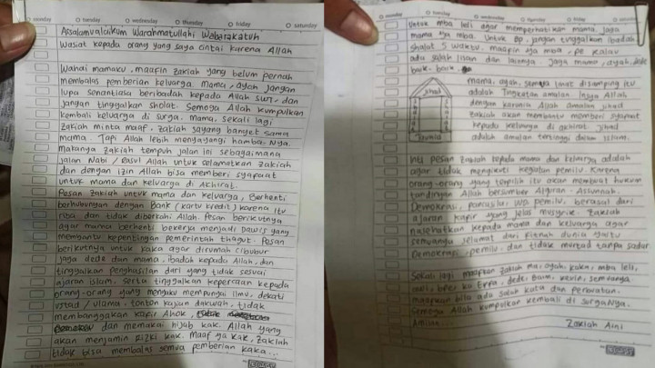 Begini Penampakan Isi Surat Wasiat Terduga Teroris Penyerang Mabes Polri