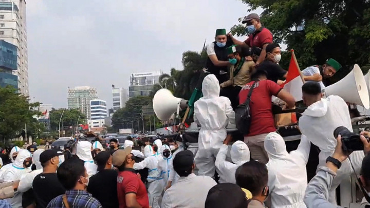 Aksi Bela Palestina di Gambir Berakhir Ricuh