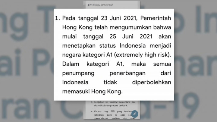 Mulai 25 Juni, Hong Kong Larang Penerbangan dari Indonesia