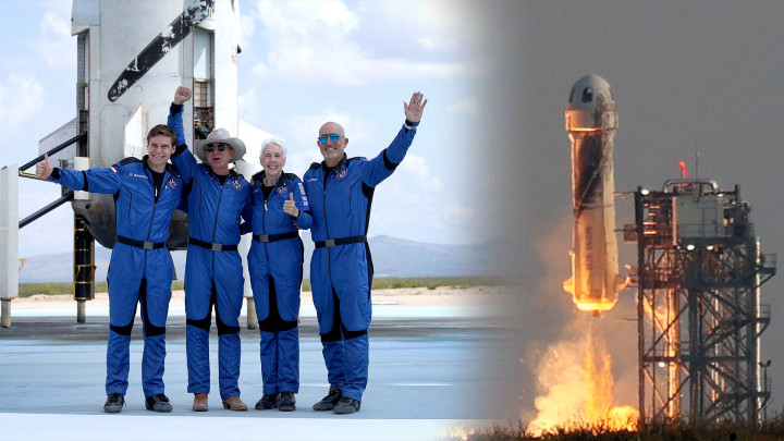 Detik-detik Jeff Bezos Meluncur ke Luar Angkasa