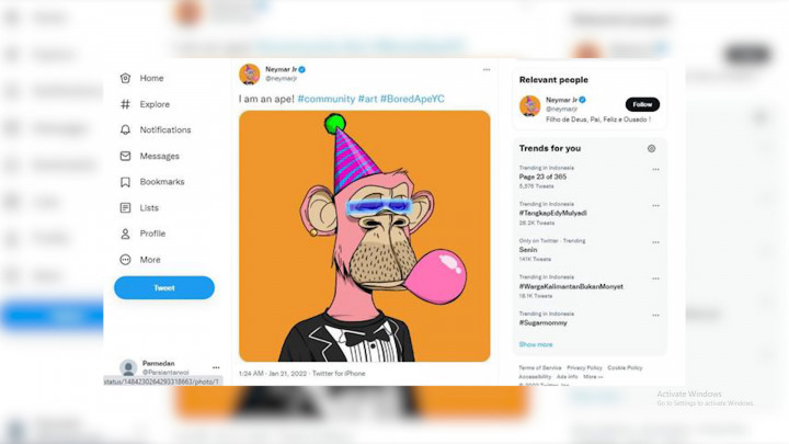Gandrung NFT, Neymar Beli Karya Seni Monyet hingga Rp15,7 M