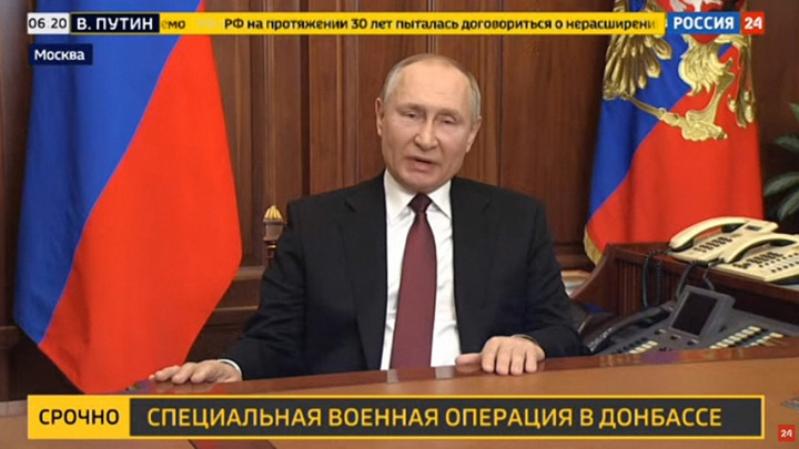 Putin Deklarasikan Dimulainya Operasi Militer Khusus di Ukraina