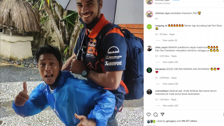 Cerita di Balik Viralnya Foto Risman saat Digendong Pembalap Miguel Oliveira