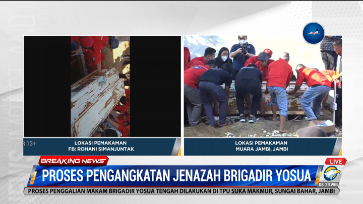 Proses Pengangkatan Peti Jenazah Brigadir J dari Liang Lahat