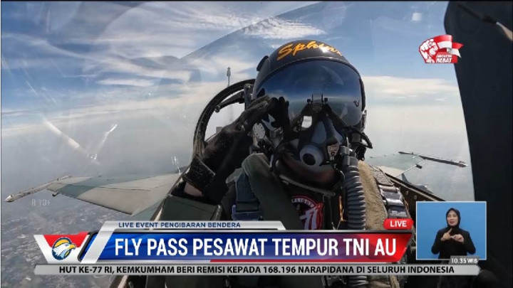 Bangga! Flay Pass 14 Pesawat F-16 TNI AU Meriahkan HUT Ke-77 RI