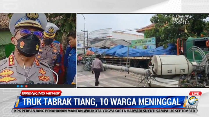 Truk Tabrak Tiang di Bekasi, Polisi: 20 Orang Luka-luka, 10 Orang Meninggal Dunia