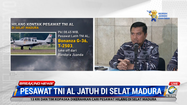 Pesawat Latih TNI AL yang Jatuh di Selat Madura Baru Melakukan Pemeliharaan