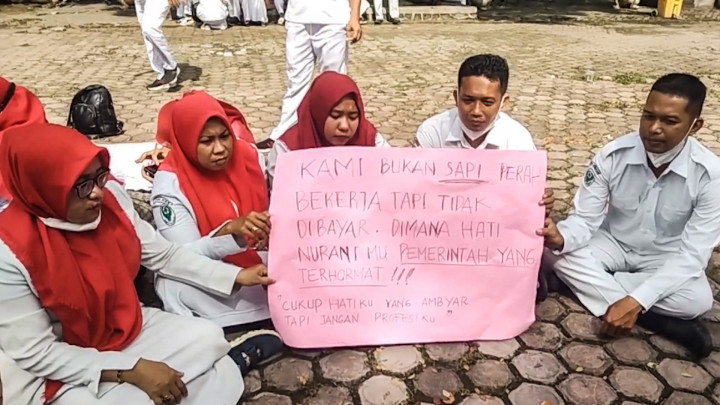 Tuntut Insentif, Demo Nakes di Asahan Diwarnai Aksi Jahit mulut