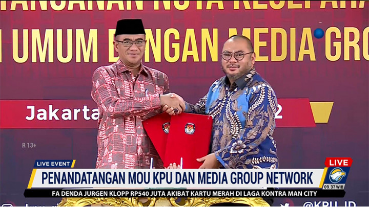 Momen Penandatanganan MoU KPU dan Media Group Network