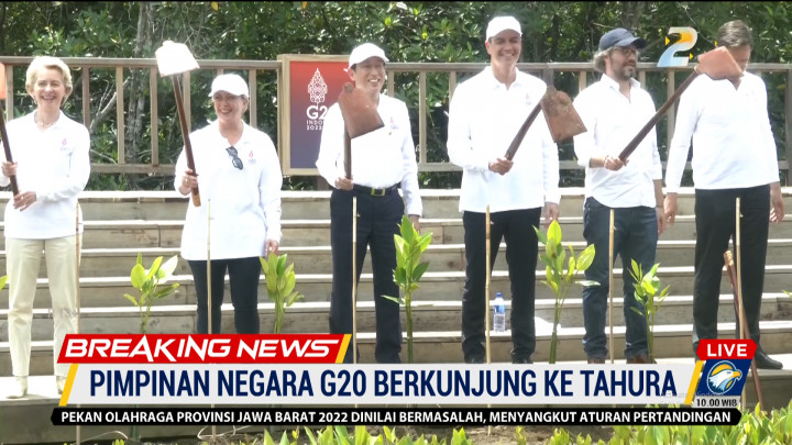 Momen Presiden Jokowi Nyangkul Tanam Mangrove Bersama Para Pemimpin Negara G20