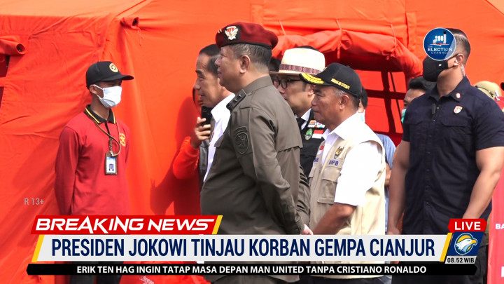 Presiden Jokowi Tinjau Korban Gempa Cianjur di Posko BIN