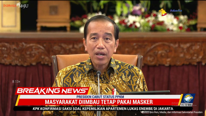 Cabut Status PPKM, Jokowi Imbau Masyarakat Tetap Pakai Masker