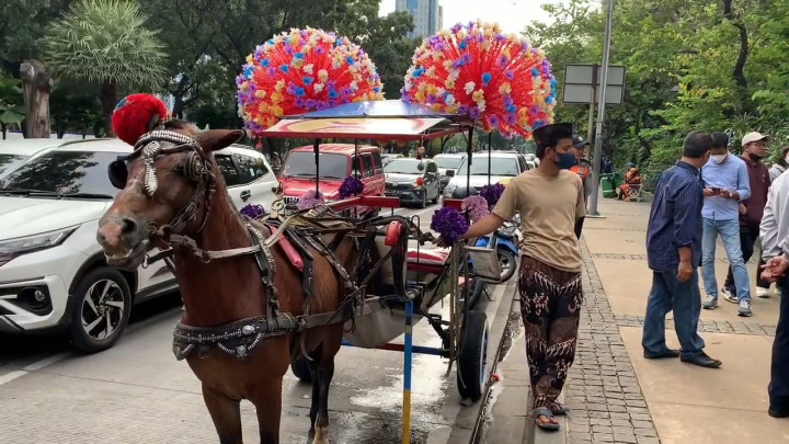 Delman di Monas Dirazia Petugas Gabungan
