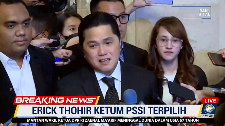 Terpilih Jadi Ketum PSSI, Erick Thohir: Saya Mengucapkan Terima Kasih