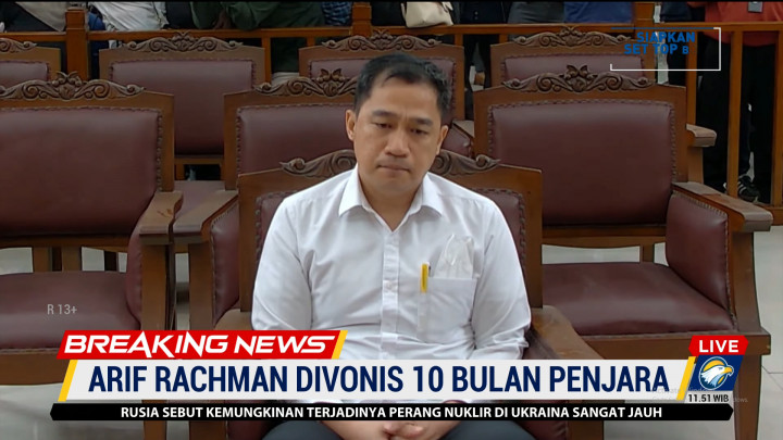 Arif Rachman Arifin Divonis 10 Bulan Penjara